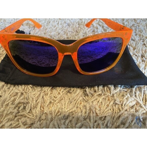 Puma Square Sunglasses Mens PE00475-006 Orange Rims Violet Lenses UV Pro… - Picture 6 of 8